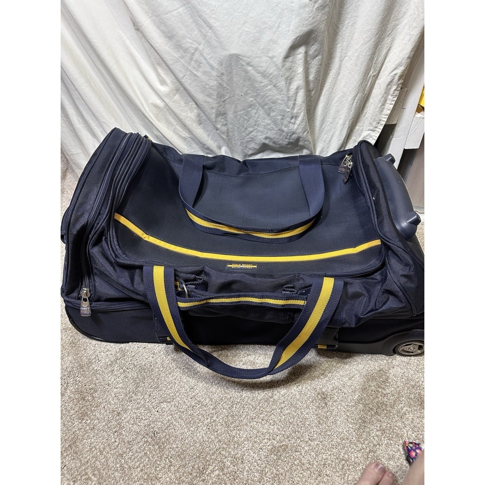Polo Sport Ralph Lauren Large‎ Rolling Duffle Bag Navy Yellow Wheeled Luggage